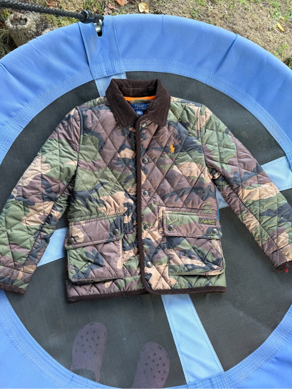 Polo by Ralph Lauren Boys' Camo Quilted Jacket with Corduroy Collar